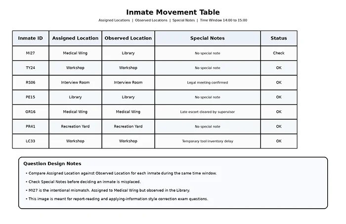Analyze inmate movement table