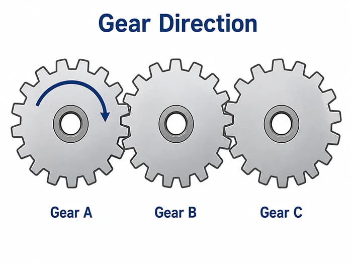 Identify the gear C direction