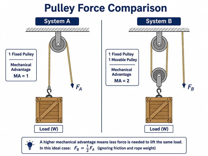 Identify the system that requires less force